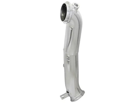 Polished metal exhaust pipe from aFe MACH Force-Xp stainless steel diesel trucks part