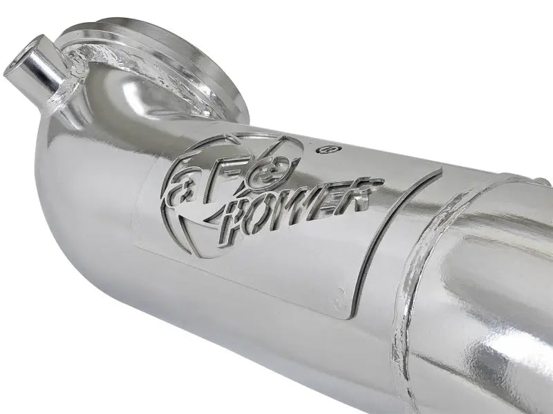 Shiny stainless steel afe mach down-pipe logo for diesel trucks like GM LML V8 6.6L