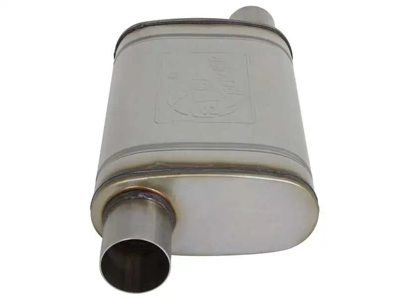 aFe MACH Force-Xp 409 SS Muffler 2.5in Offset Inlet/2.5in Offset Outlet 14in L x 9in W x 4in H Body 
