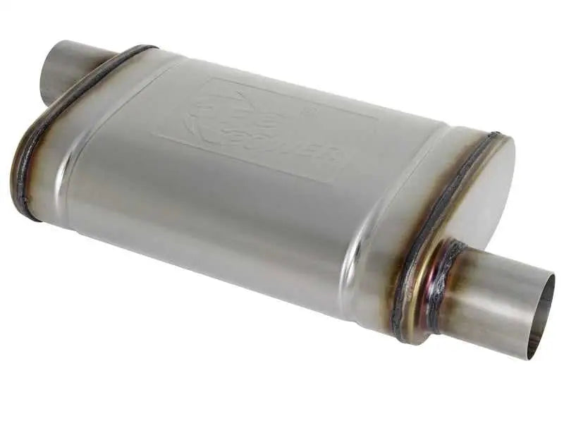 aFe aFe MACH Force-Xp 409 SS Muffler 2.5in Offset Inlet/2.5in Offset Outlet 14in L x 9in W x 4in H Body