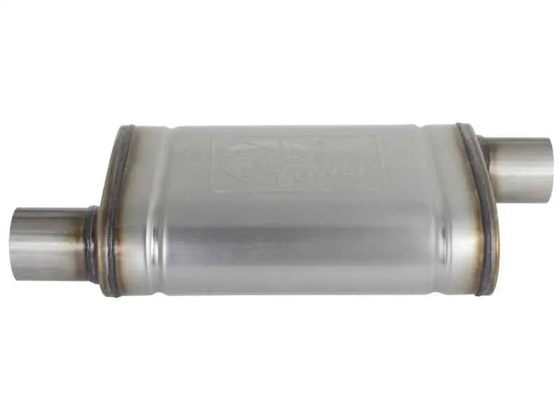 aFe MACH Force-Xp 409 SS Muffler 2.5in Offset Inlet/2.5in Offset Outlet 14in L x 9in W x 4in H Body 
