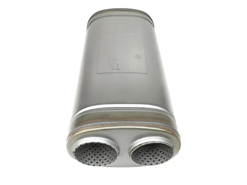 Metal muffler with dual perforated outlets for aFe Mach Force-Xp exhaust system