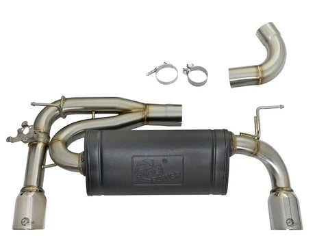Car exhaust system for BMW 340i with afe machforce axle-back exhaust and polished tips