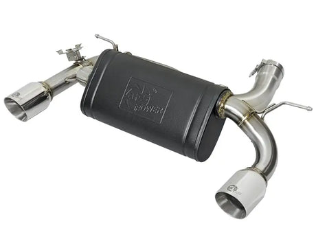 Dual-outlet performance muffler on aFe MACHForce XP BMW 340i axle-back exhaust