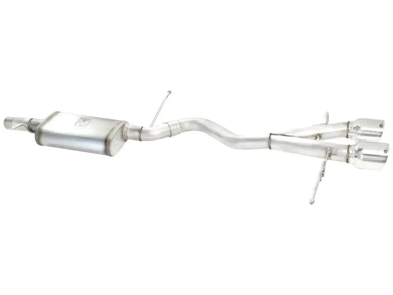 Stainless steel exhaust system with polished dual tips on aFe MachForce XP cat-back for VW Golf R32