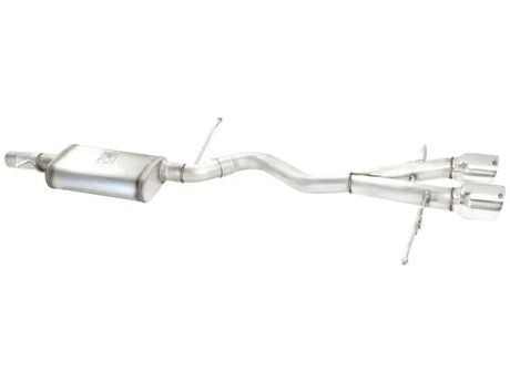 Stainless steel exhaust system with polished dual tips on aFe MachForce XP cat-back for VW Golf R32