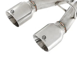 Polished dual tips on aFe MACHForce XP cat-back exhaust for VW Golf R32 MKV