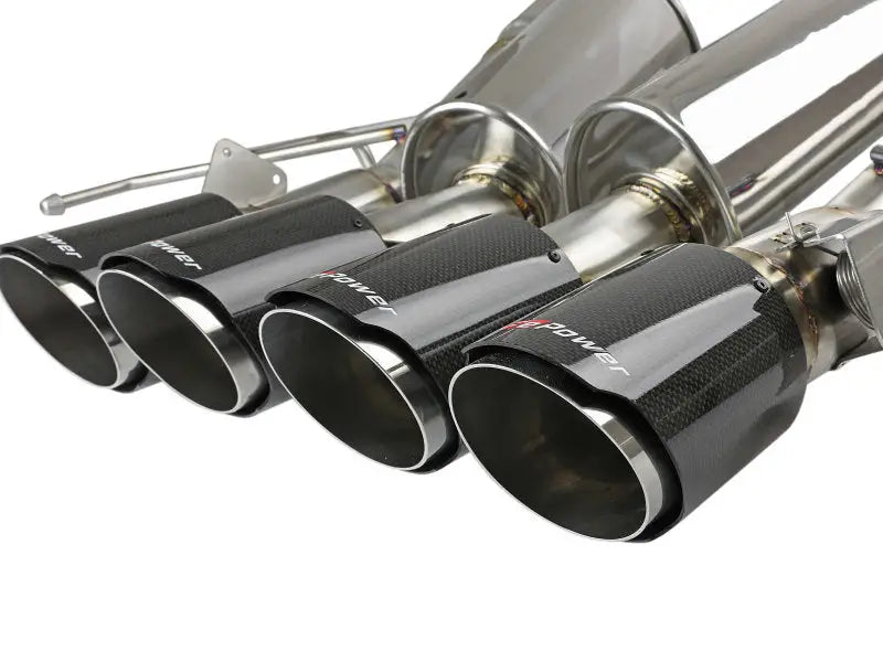 Quad exhaust system with carbon fiber tips for afe machforce axle Chevy Corvette Z06