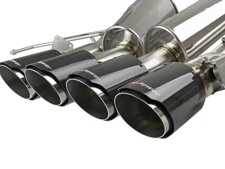 Quad exhaust system with carbon fiber tips for afe machforce axle Chevy Corvette Z06