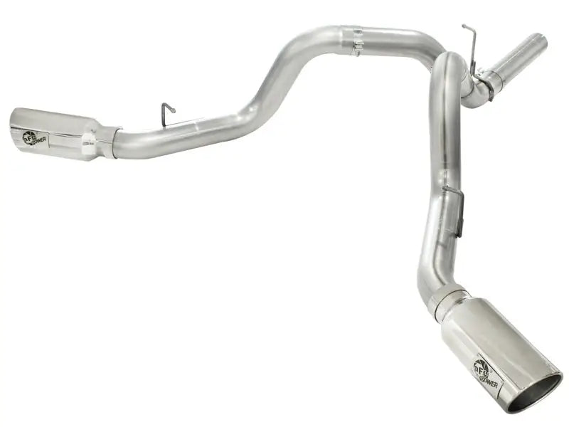 Shiny metal exhaust system for diesel trucks with aFe MachForce XP Exhaust 4inch DP-Back