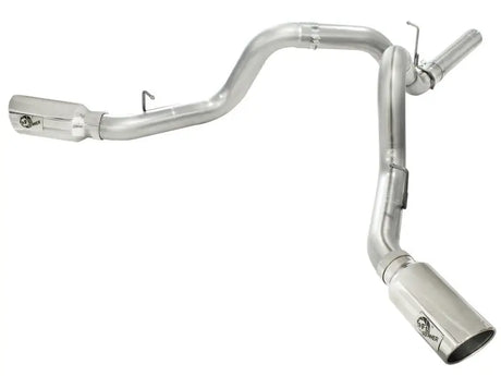Shiny metal exhaust system for diesel trucks with aFe MachForce XP Exhaust 4inch DP-Back