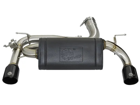 Automotive exhaust system with black muffler and tips for BMW 335i afe machforce upgrade