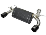 Black and silver afe machforce xp exhaust system for BMW 335i with black tips