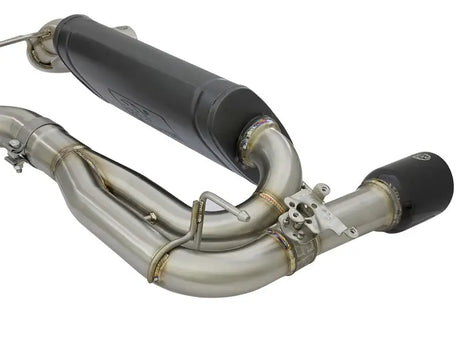 AFe MACHForce BMW 335i exhaust with black tips and stainless steel muffler