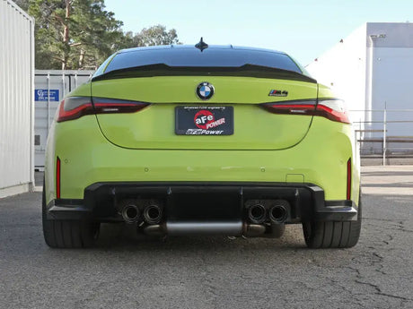 Lime green BMW M4 with afe Machforce XP Exhausts and Carbon Tips for BMW M2 Competition