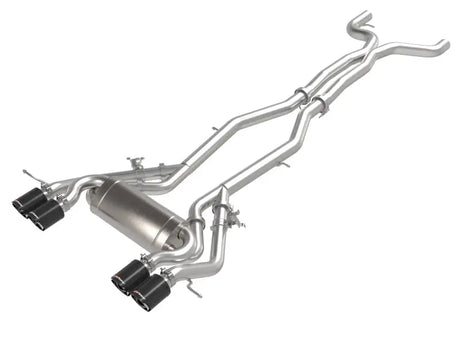 Stainless steel afe machforce XP exhausts with black tips for BMW M2 Competition