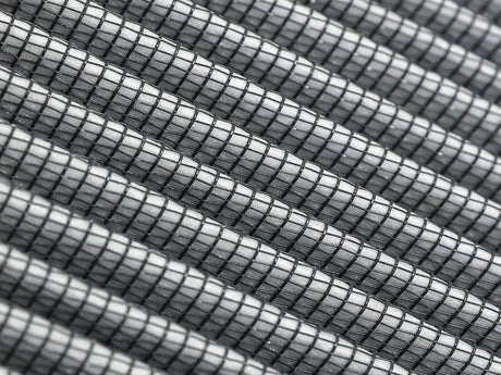 Close-up view of aFe Magnum FLOW Pro DRY S air filter featuring oil-free synthetic media, suitable for RAM 1500 TRX V8-6.2L; ideal for RV, automotive, powersports, truck accessories, and off-road applications.