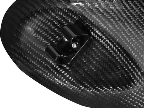 Carbon fiber component with black mounting bracket for aFe Magnum Force Intake System BMW M5