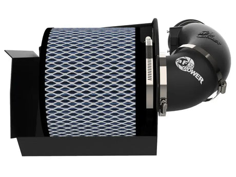 Black air intake system with blue filter for Nissan Patrol aFe Magnum Force Pro 5R Cold
