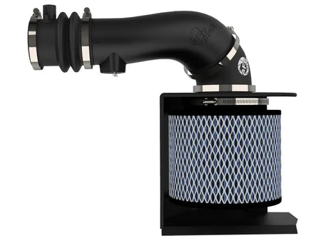 Black intake tube with blue air filter for Nissan Patrol aFe Magnum Force Pro 5R Cold Intake
