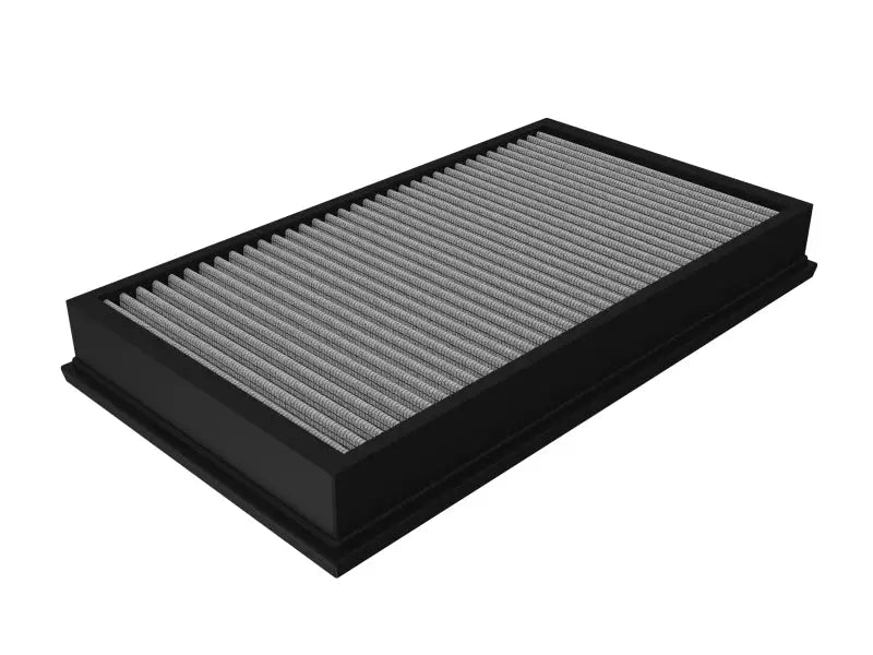 Black rectangular air filter from aFe MagnumFLOW Pro for Audi RS3 with high dust holding capacity