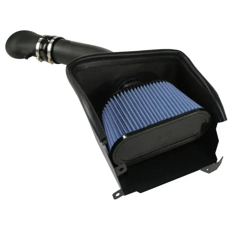 Black air intake system with blue filter for Dodge trucks using afe magnumforce P5R