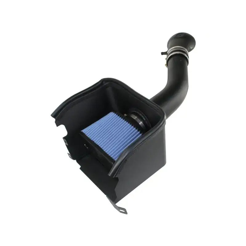 Black air intake system with blue filter for Dodge trucks, part of aFe MagnumFORCE P5R stage 2