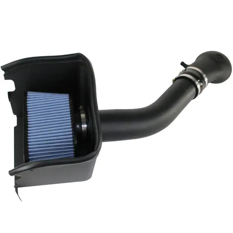 Black air intake system with blue filter for AFE MagnumFORCE P5R Dodge trucks