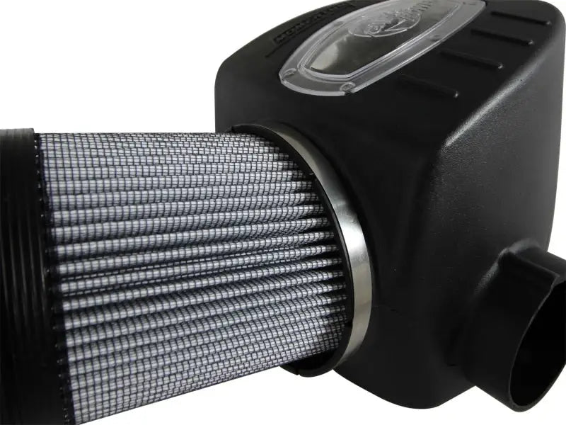 Black air intake system for BMW 528i with AFE Momentum Pro DRY S upgrade