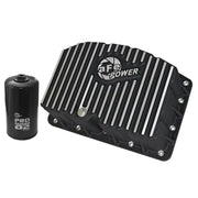 aFe 46-70322 AFE Pro Series Engine Oil Pan Black w/Machined Fins; 11-16 Ford Powerstroke V8-6.7L (td)