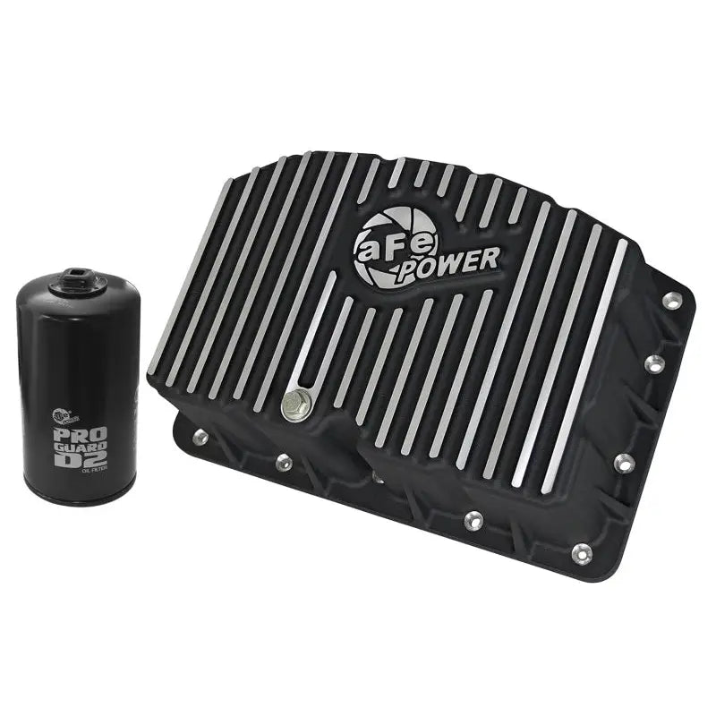 aFe 46-70322 AFE Pro Series Engine Oil Pan Black w/Machined Fins; 11-16 Ford Powerstroke V8-6.7L (td)