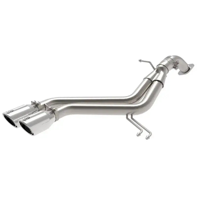aFe Takeda 13-17 Hyundai L4-1.6L 2-1/2in 304 SS Axle-Back Exhaust with Polished Tips, dual 4" diameter polished stainless steel tips, laser etched Takeda logo, direct bolt-on system.