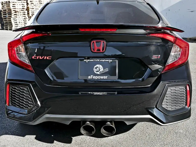 Black Honda Civic Si with afe takeda 3in cat-back exhaust and dual black tips