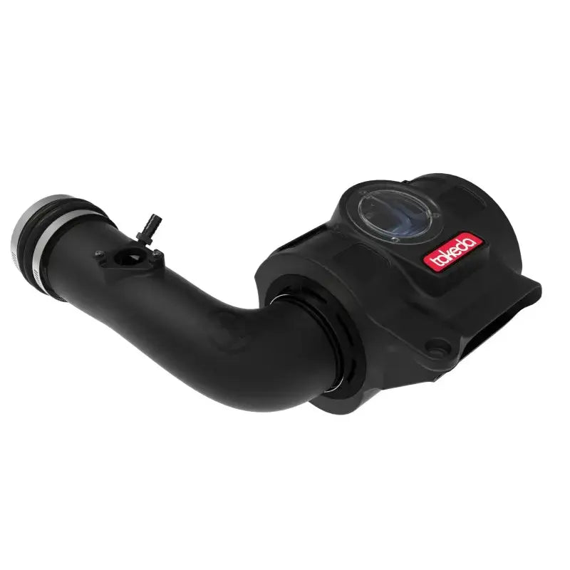 aFe Takeda Momentum Pro 5R Cold Air Intake System for 22-23 Subaru BRZ/Toyota GR86 showcasing its smooth, sealed housing with a clear sight window and durable black intake tube.