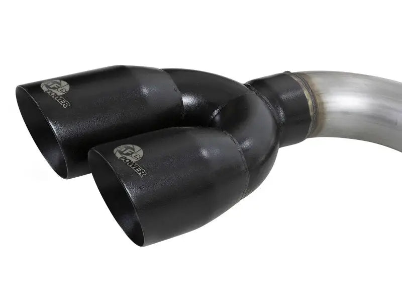 Black dual exhaust tip on aFe Vulcan Series 3in 304SS exhaust for Chevrolet Silverado