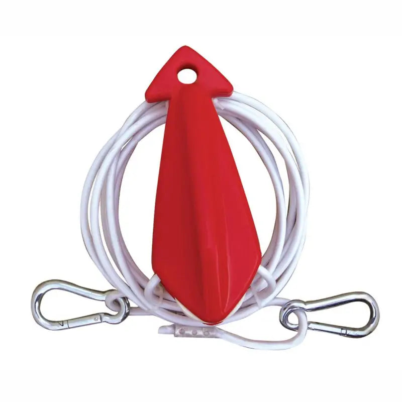 Red arrow-shaped float with white rope and metal clips for AHTH-6 Airhead Tow Demon harness