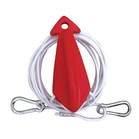 Red arrow-shaped float with white rope and metal clips for AHTH-6 Airhead Tow Demon harness