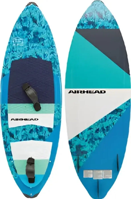 Blue and white AHWS-F06 Airhead Spectrum Wakesurf Board for fun on the water