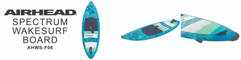 Blue and white AHWS-F06 Airhead Spectrum Wakesurf Board ready for fun on the water