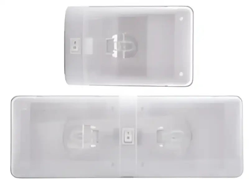 Clear plastic emergency lights with AIL21BP Optronics Lens in Euro White finish