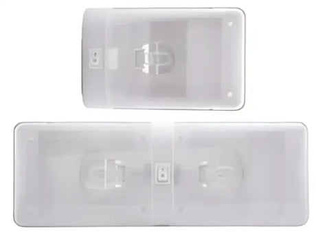 Clear plastic emergency lights with AIL21BP Optronics Lens in Euro White finish