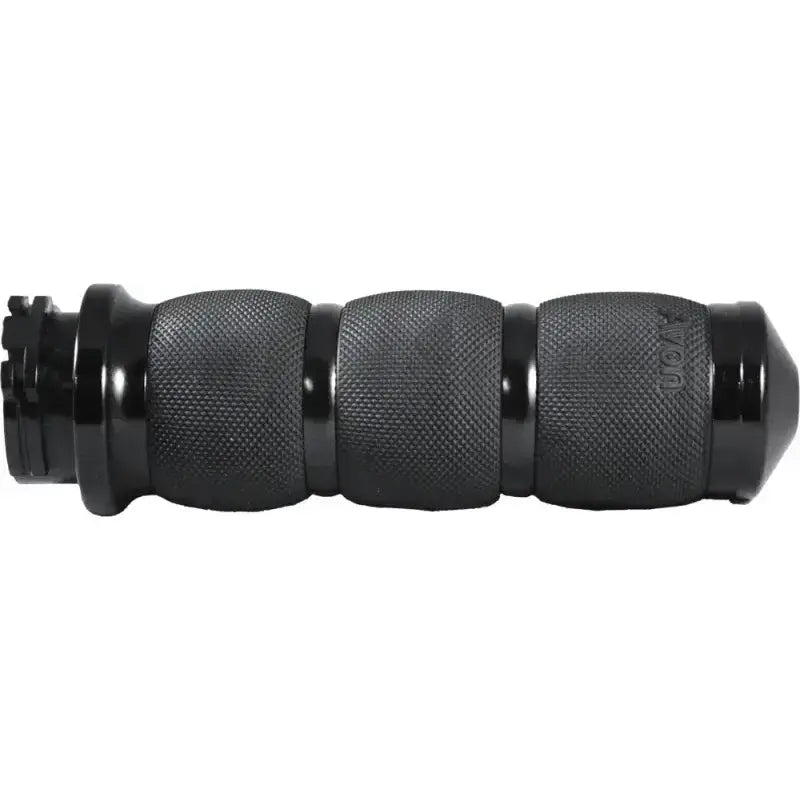 Black Avon AIR-90-ANO Air Cushioned Grips with Cable Throttle, featuring a serrated texture and billet aluminum end caps, designed for RV, automotive, powersports, off-road, marine, exterior, truck accessories, interior, truck bed, RV parts, Powersports, AVADA - Best Sellers