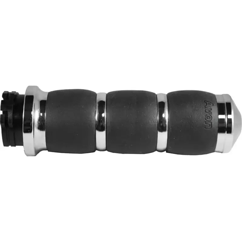 Black and chrome motorcycle grip from AIR-93-FLY Velvet Air Grips Tbw Chrome