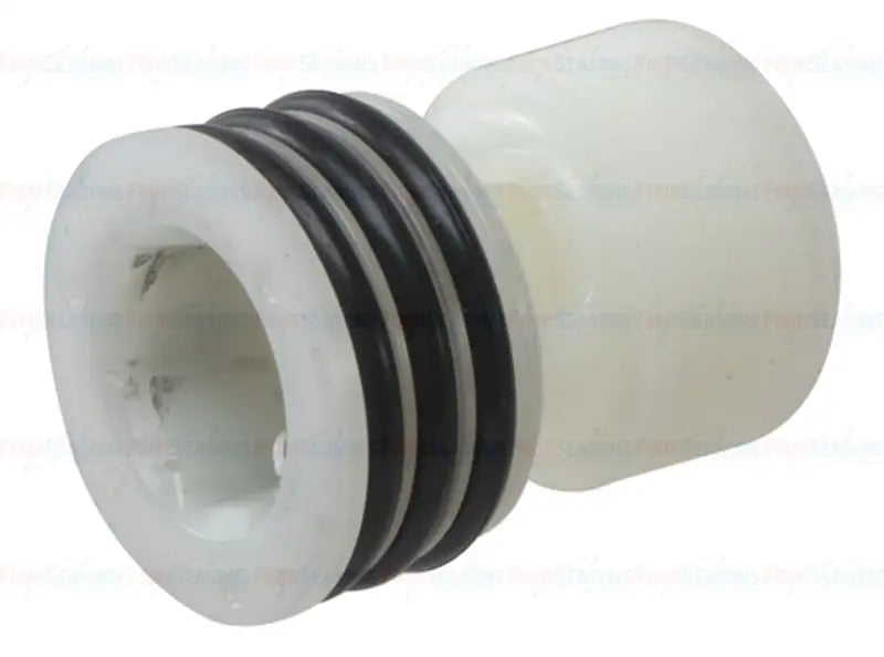 White plastic fitting with black O-rings for air conditioner desiccant bag replacement