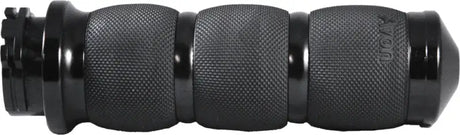 Black Air Cushioned Grips Tbw with soft serrated texture, aluminum end caps, and collars, ideal for reducing vibrations and improving grip for RV, Automotive, Powersports, off-road, marine, exterior, truck accessories, interior, truck bed, rv parts, Powersports, AVADA - Best Sellers