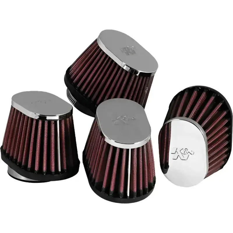 Four red K&N custom air filters for better air flow and engine performance