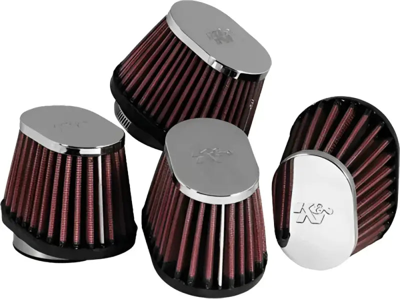 Four red K&N custom air filters for better air flow and engine performance