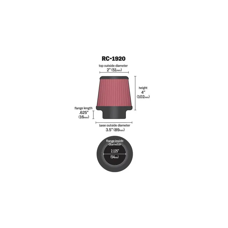 Air Filter Universal 54mm Flange 