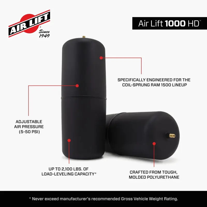 Air Lift 60828HD Air Lift 1000HD Rear Air Spring Kit for 2019+ Dodge Ram 1500 - 60828HD