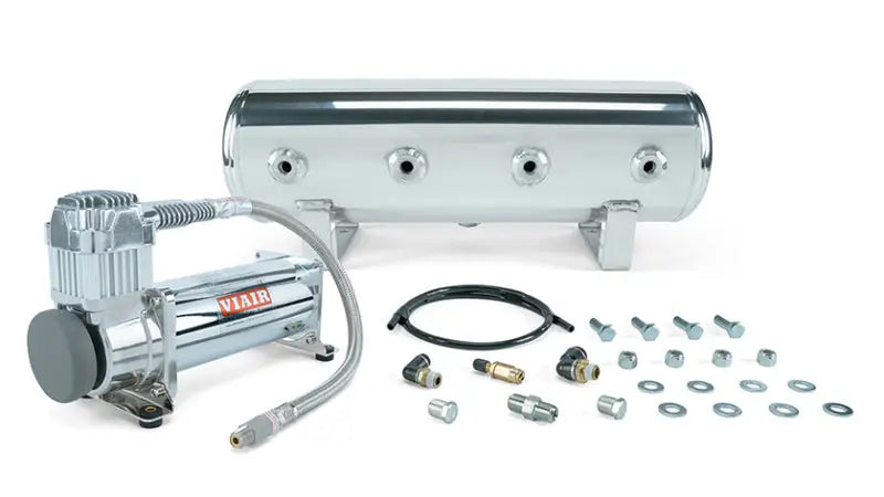 Air Lift 2.5 Gal. Polished Tank w/ Viair 444c Chrome Compressor (Incl. Fittings & Mounting Hardware) - Suspension